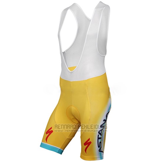 2014 Fahrradbekleidung Astana Gelb Trikot Kurzarm und Tragerhose